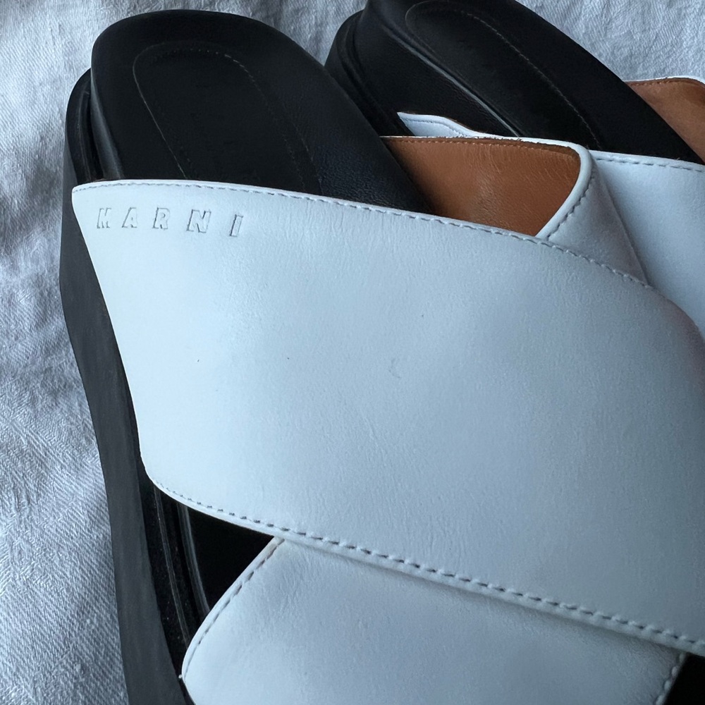 MARNI Italian White Platform Crossover Sandal Size 39 - Picture 5 of 10